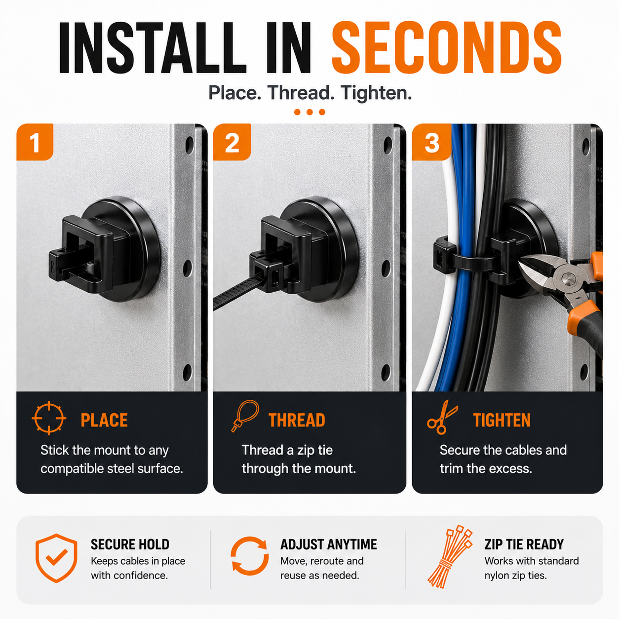 How to install reusable zip-tie mounts