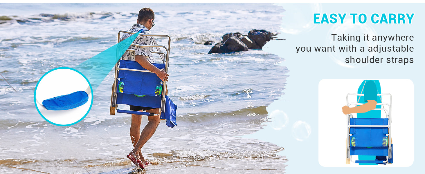 WEJOY Premium High Back Beach Chair Aluminum Camping Chair