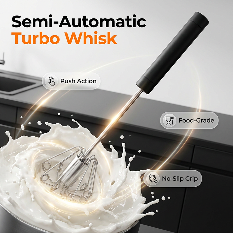 Semi-automatic turbo whisk mechanism