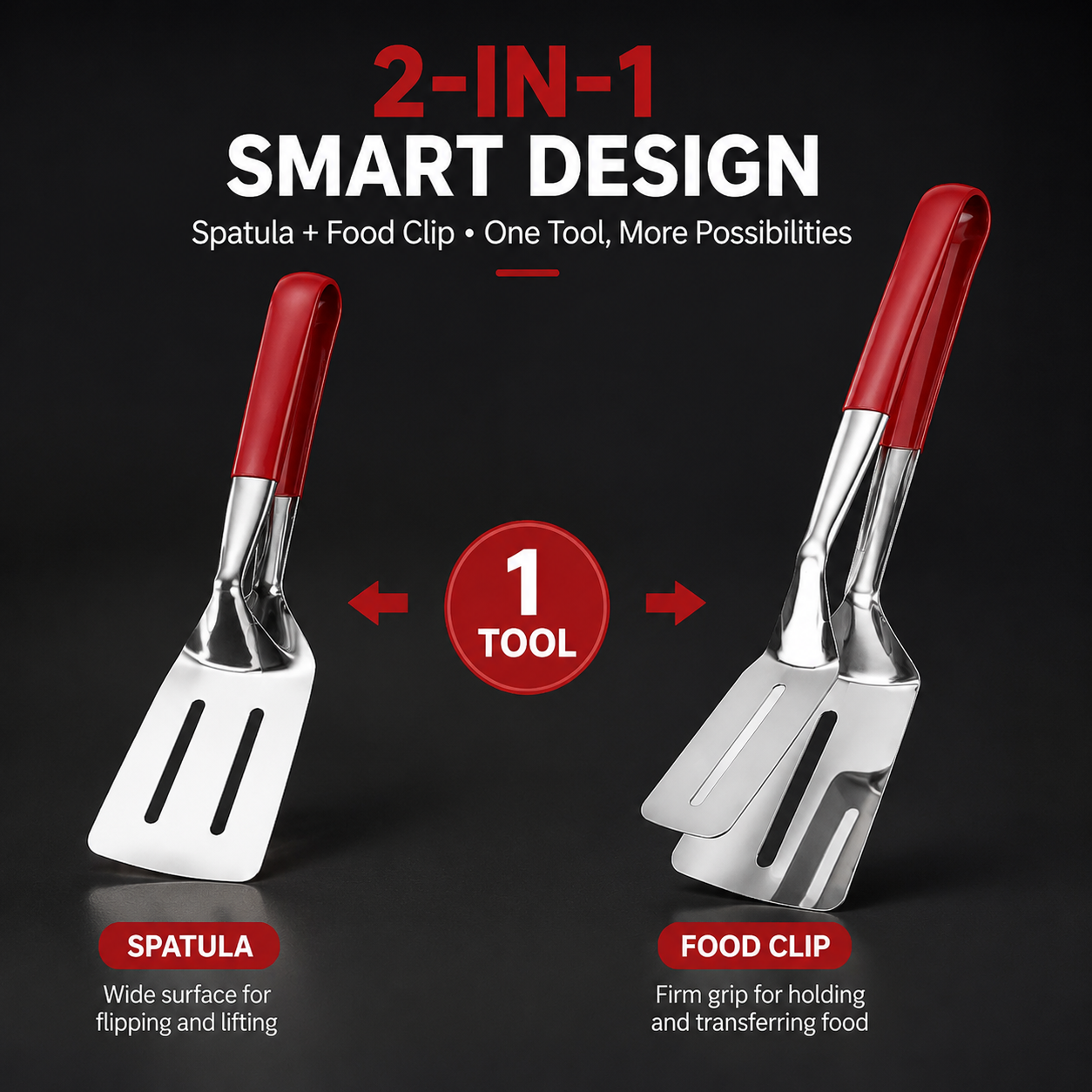 Rinsing stainless steel spatula clip under water sink