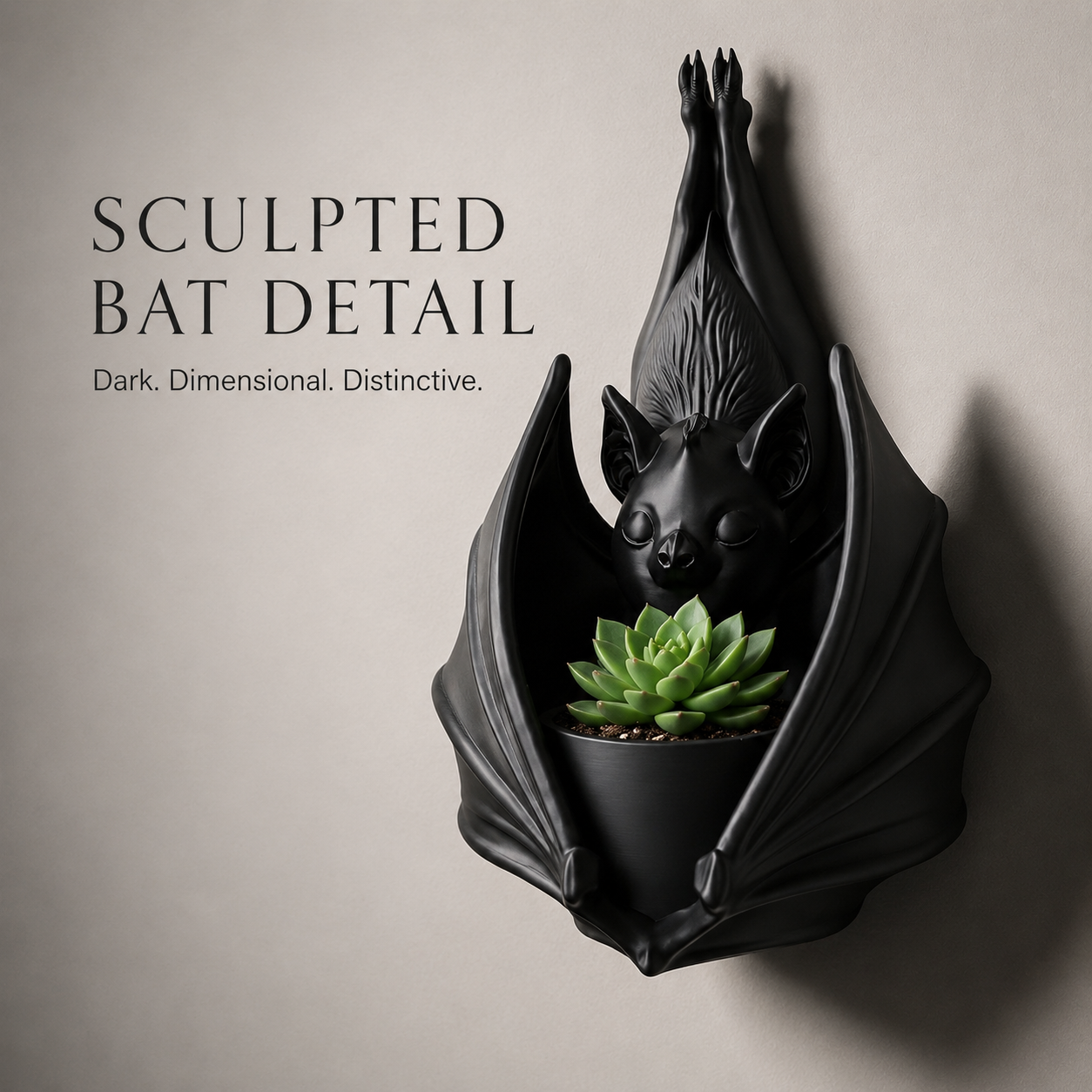 Rear wall mounting hole detail on bat planter