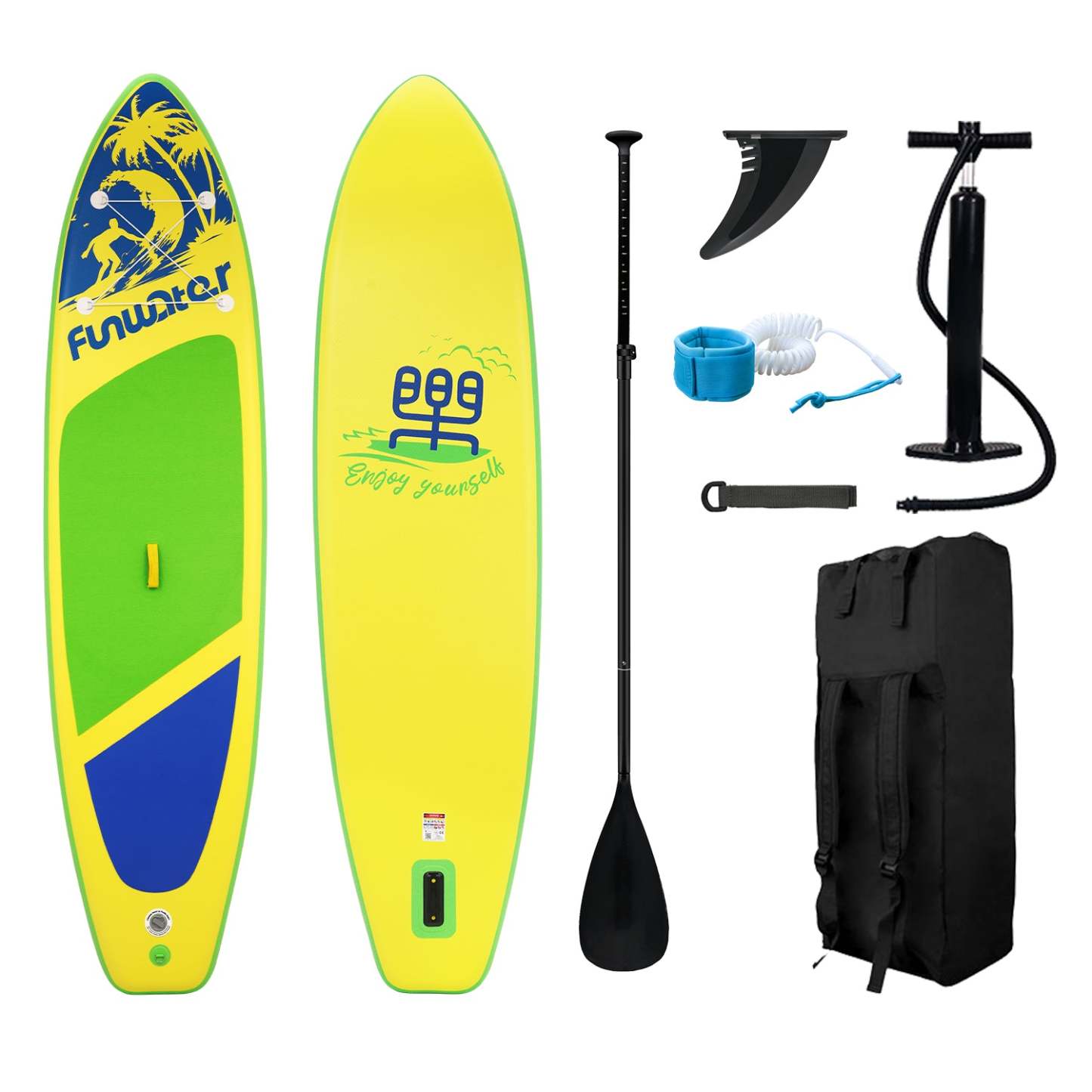 FunWater Surfboard Water Sport Surf Set with Paddle Board Tail Fin Foo