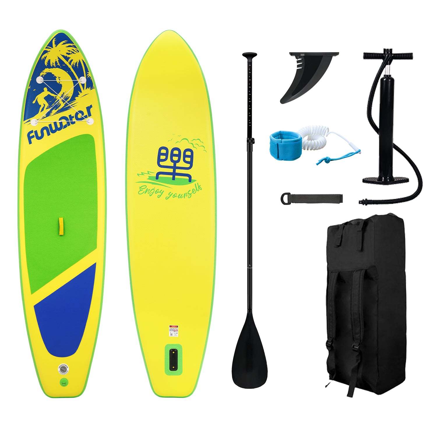FunWater Surfboard Water Sport Surf Set with Paddle Board Tail Fin Foo