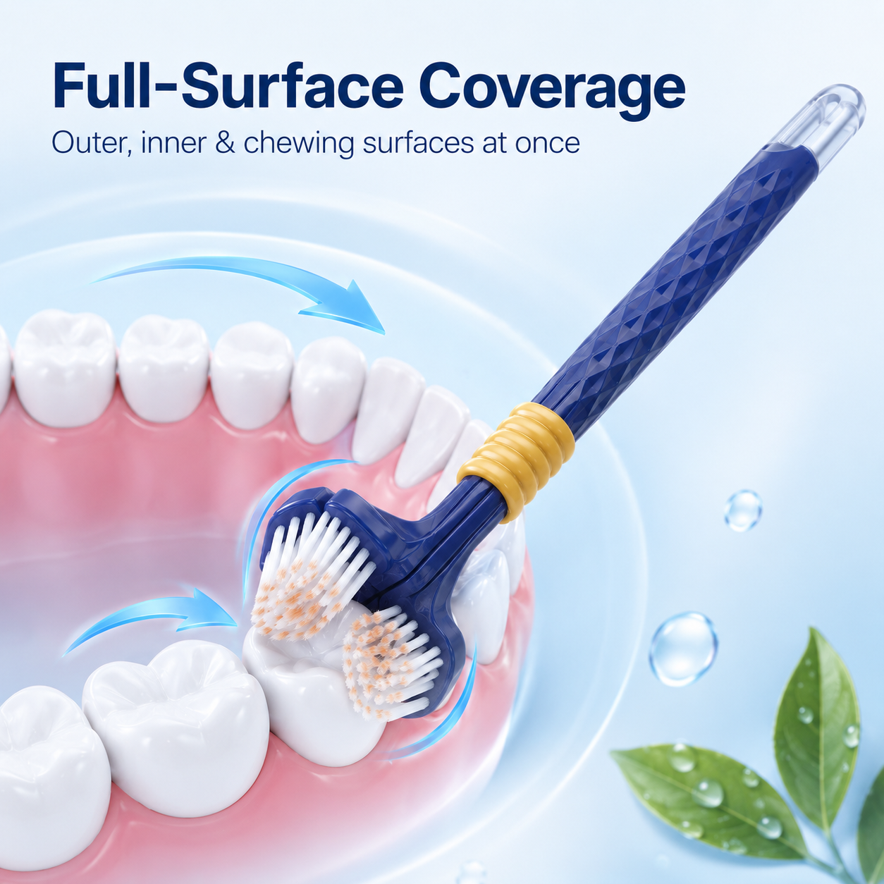 58 degree angle brush head structure detail
