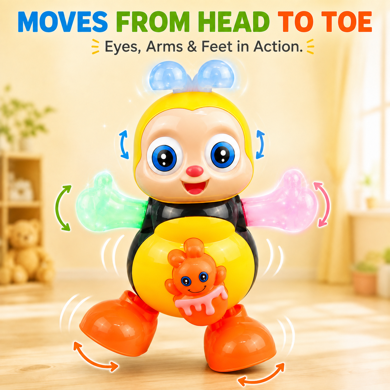 Child enjoying musical dancing bee toy