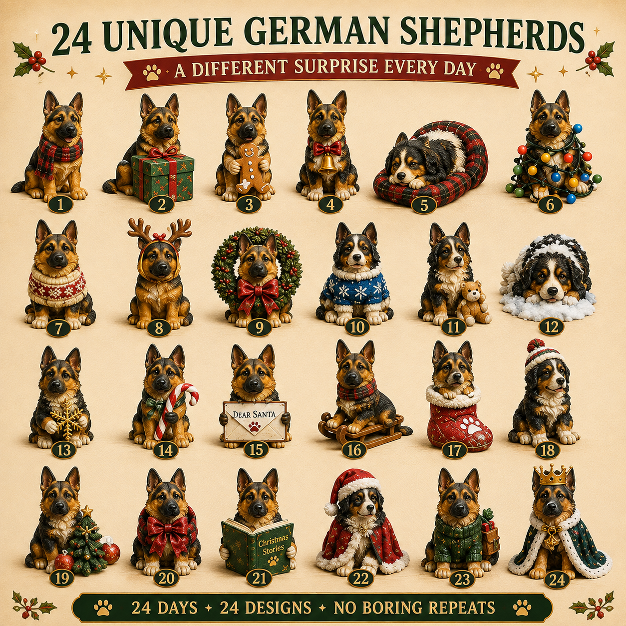 24 Unique German Shepherd Christmas Designs