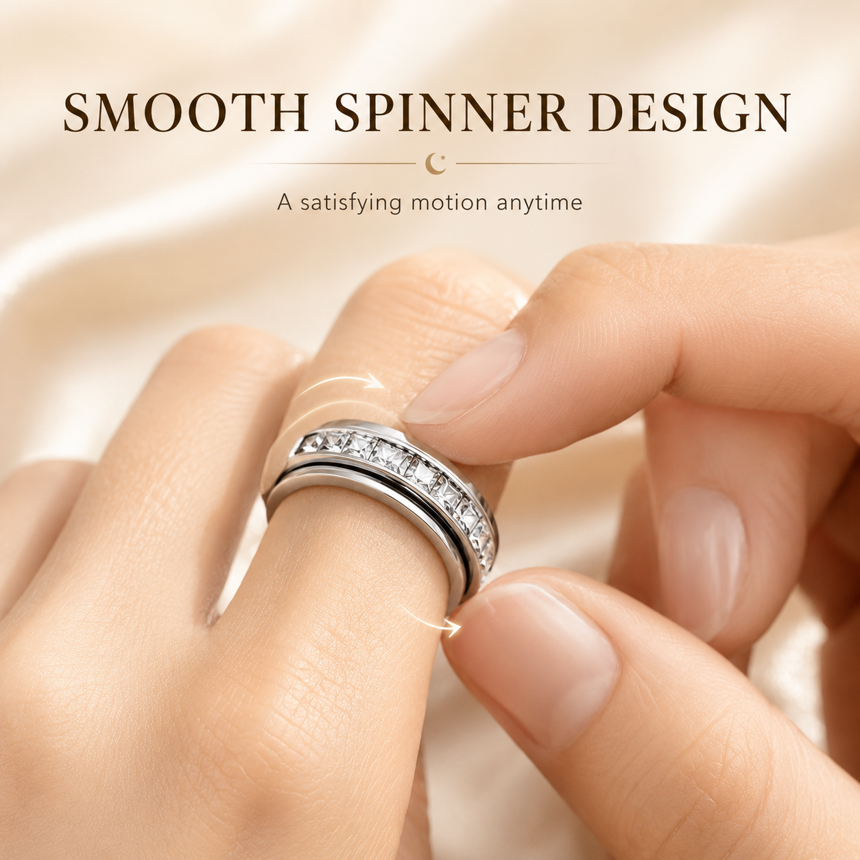 Rose gold and silver spinner ring pairing