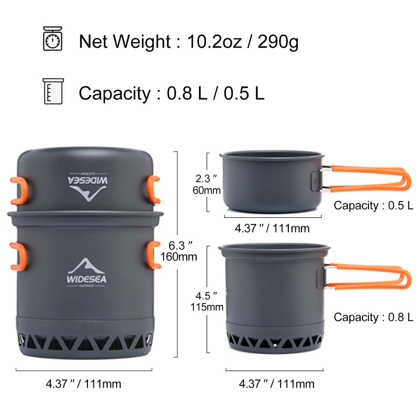 Camping Aluminum  Pot 1 Person with Heat Exchanger