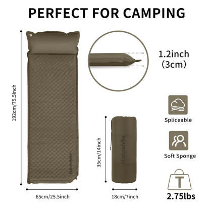 Naturehike D01 Auto Inflatable Mattress with Built-in Pillow EU