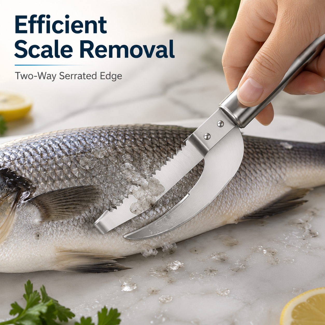 Mirror polished food grade stainless steel fish tool finish