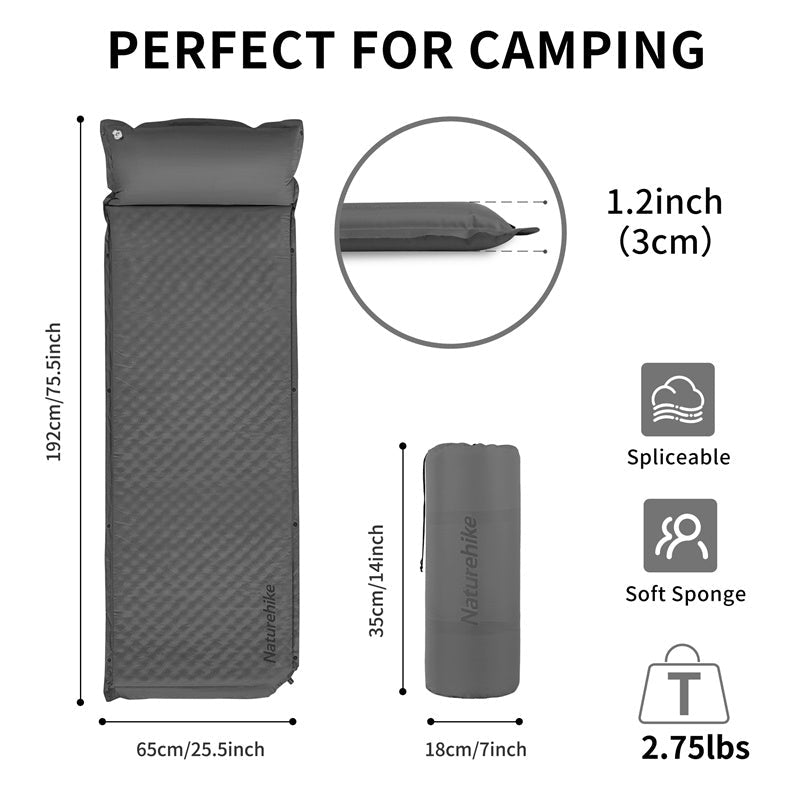 Naturehike D01 Auto Inflatable Mattress with Built-in Pillow EU