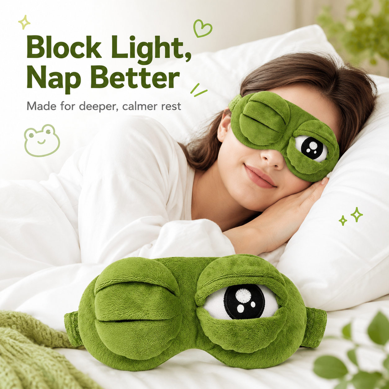 Soft plush frog sleep mask comfort