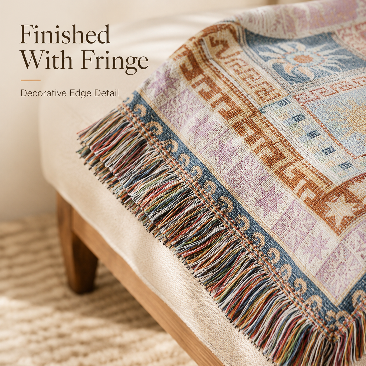 Throw blanket size 160x130cm draped on living room sofa