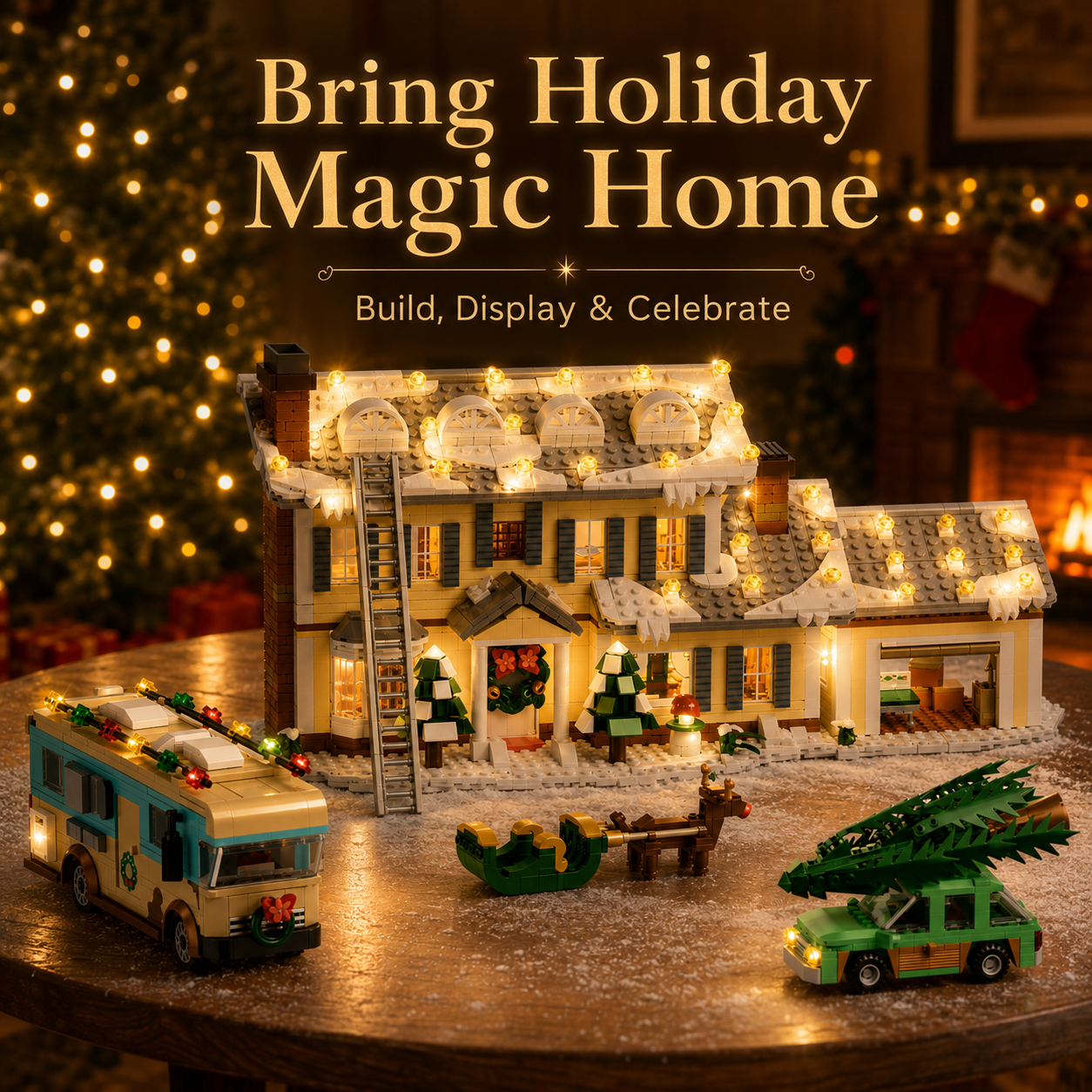 Interior room details of winter holiday building set