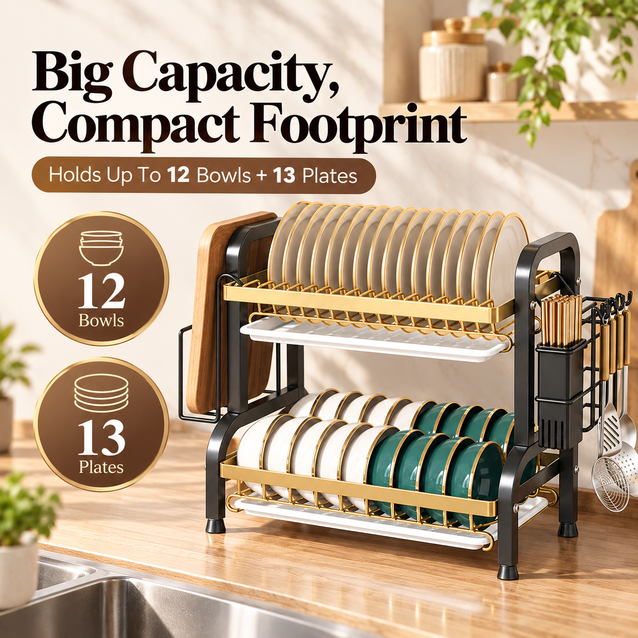 Neat dish drying rack assembly