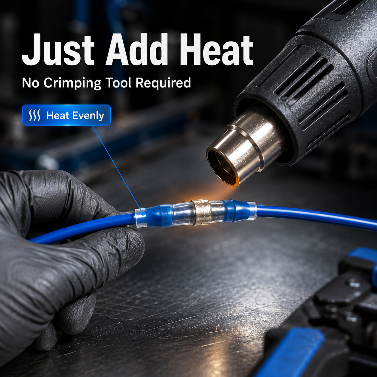 Comparison between properly heated solder seal connection and scorched sleeve