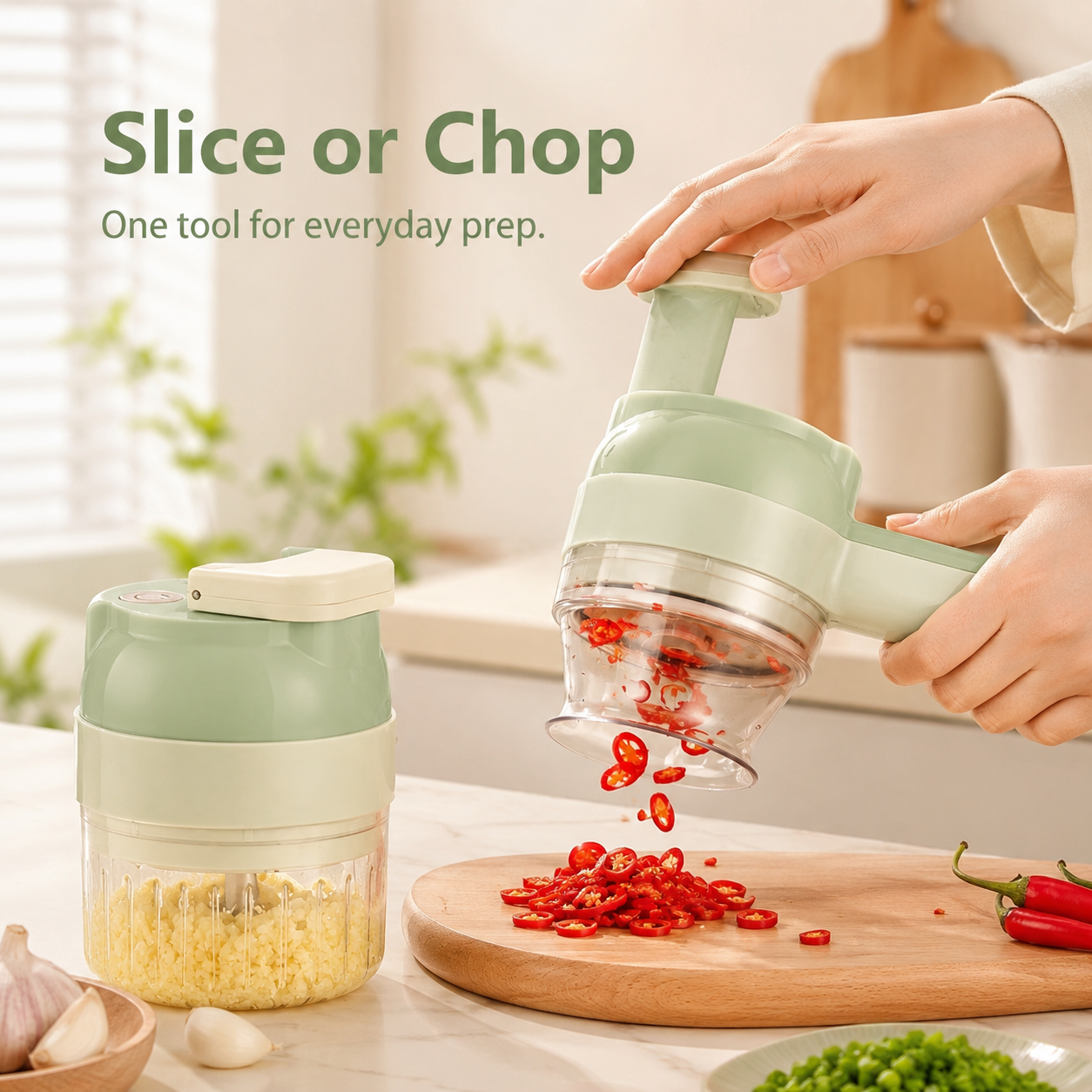 Chopping chilies and garlic paste demonstration