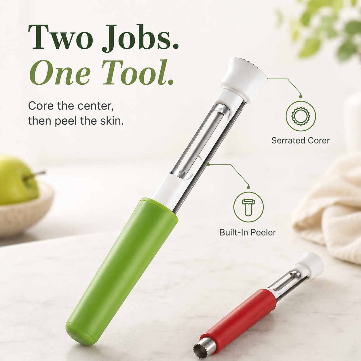 Removing apple core effortlessly with stainless steel corer tool