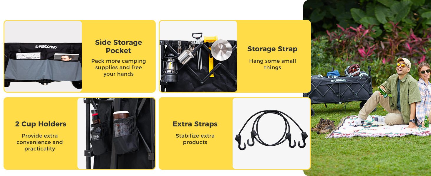FUNDANGO Folding Wagon 180L Dual Chassis Camping Wagon