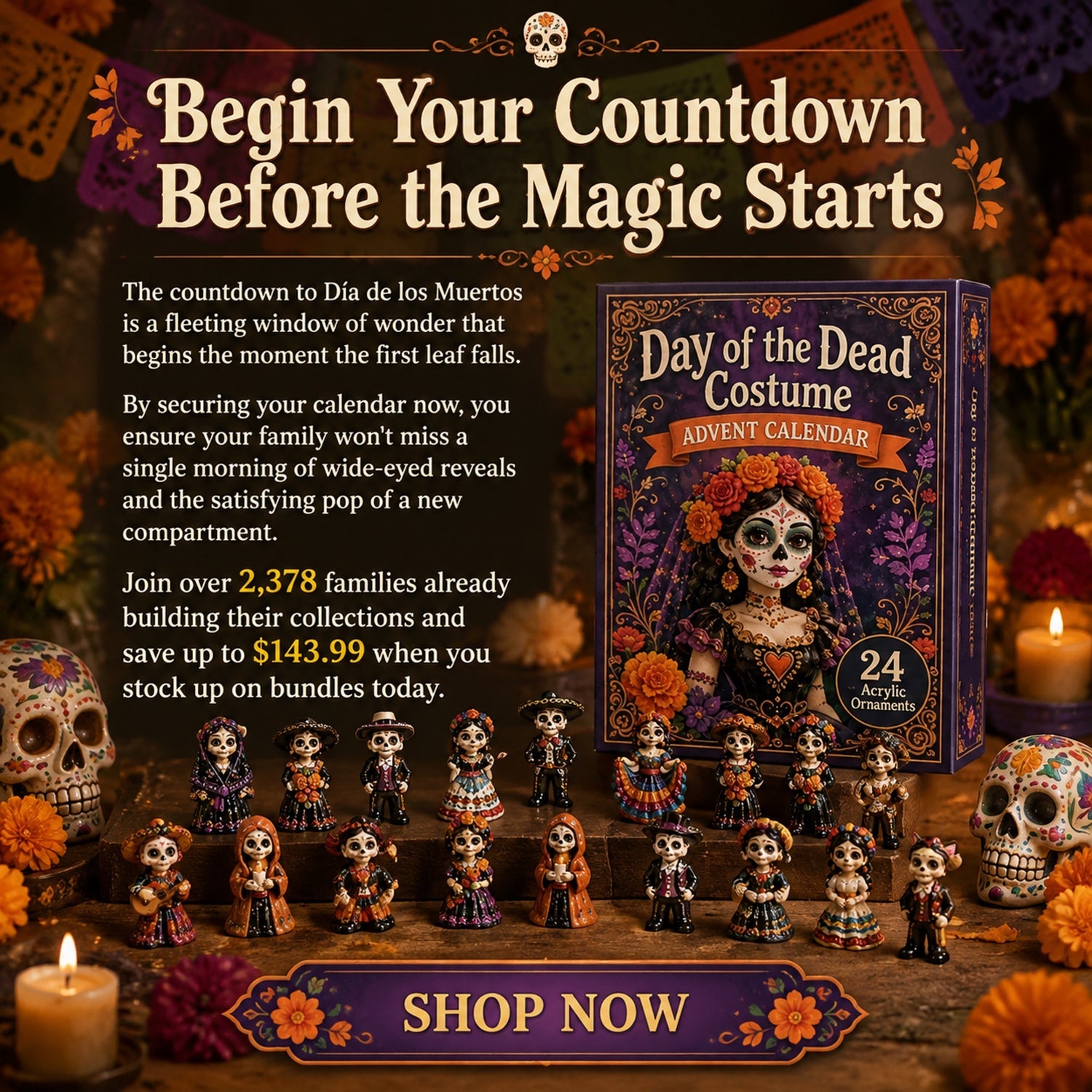 Complete skeleton charm countdown calendar collection