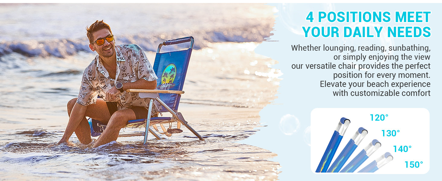 WEJOY Premium High Back Beach Chair Aluminum Camping Chair