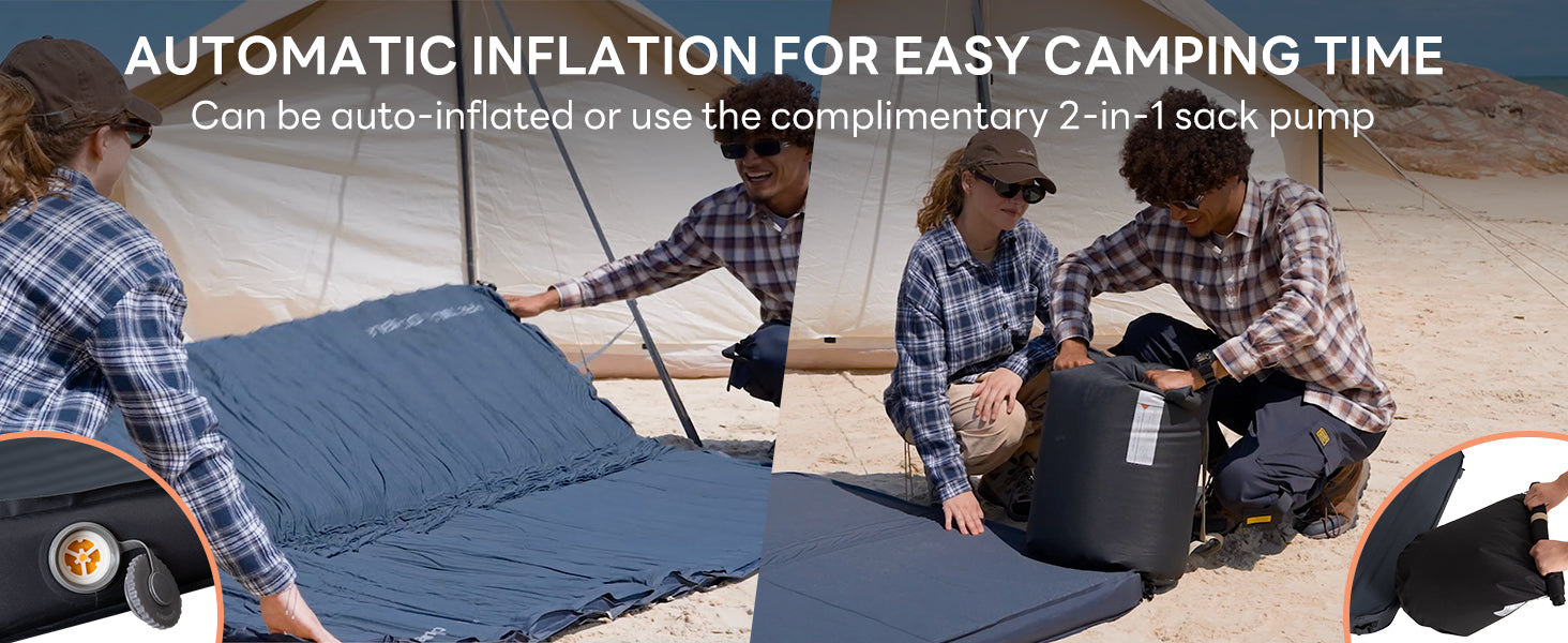 KingCamp 3D Double Self-Inflating Camping Mattress with Built-in Pump