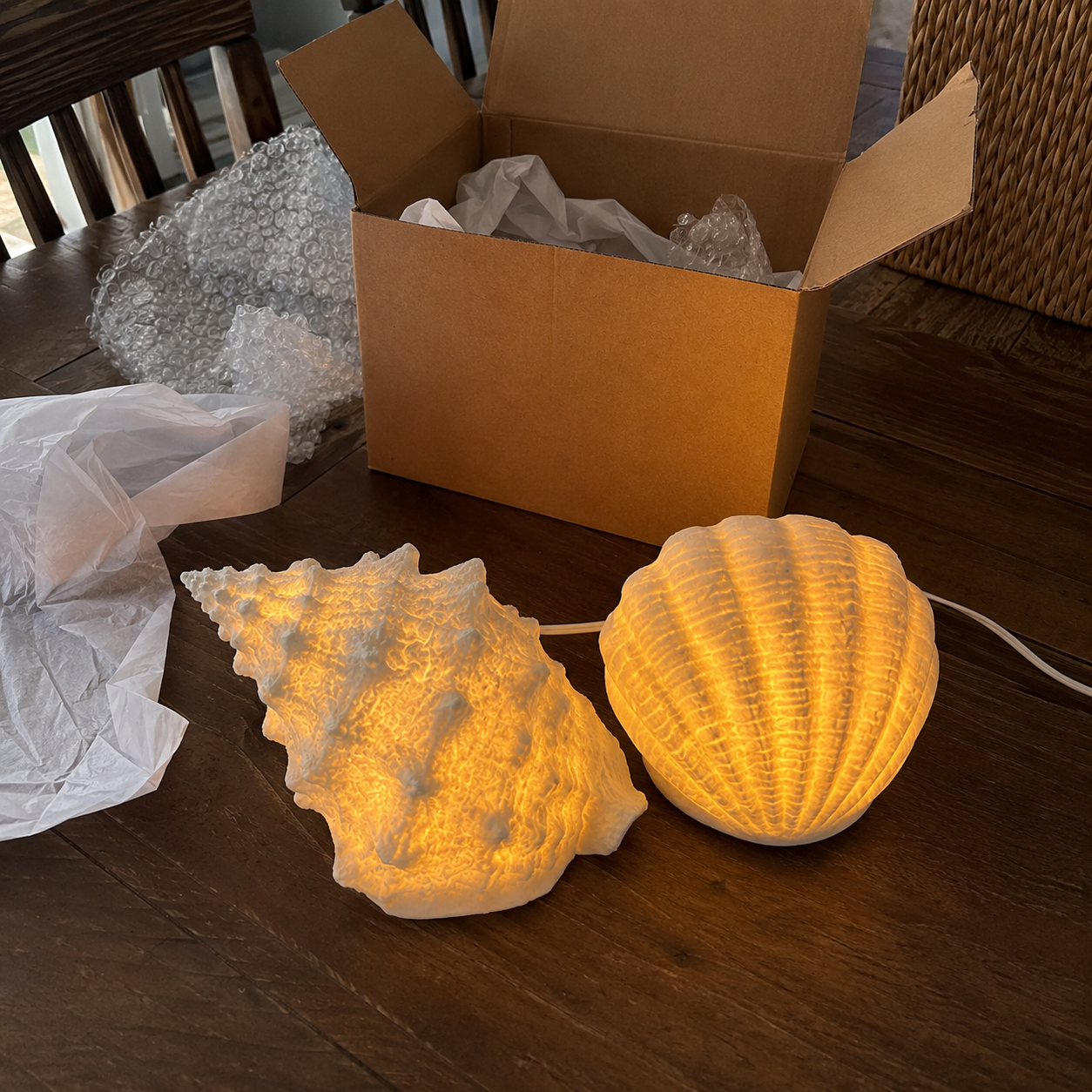 Shell light components and protective packaging