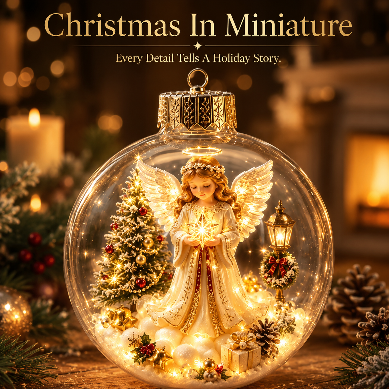 Decorated Christmas Tree with star topper globe ornament