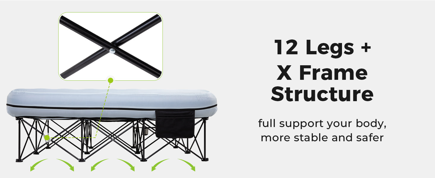FUNDANGO Queen Camping Cot with Detachable Air Mattress