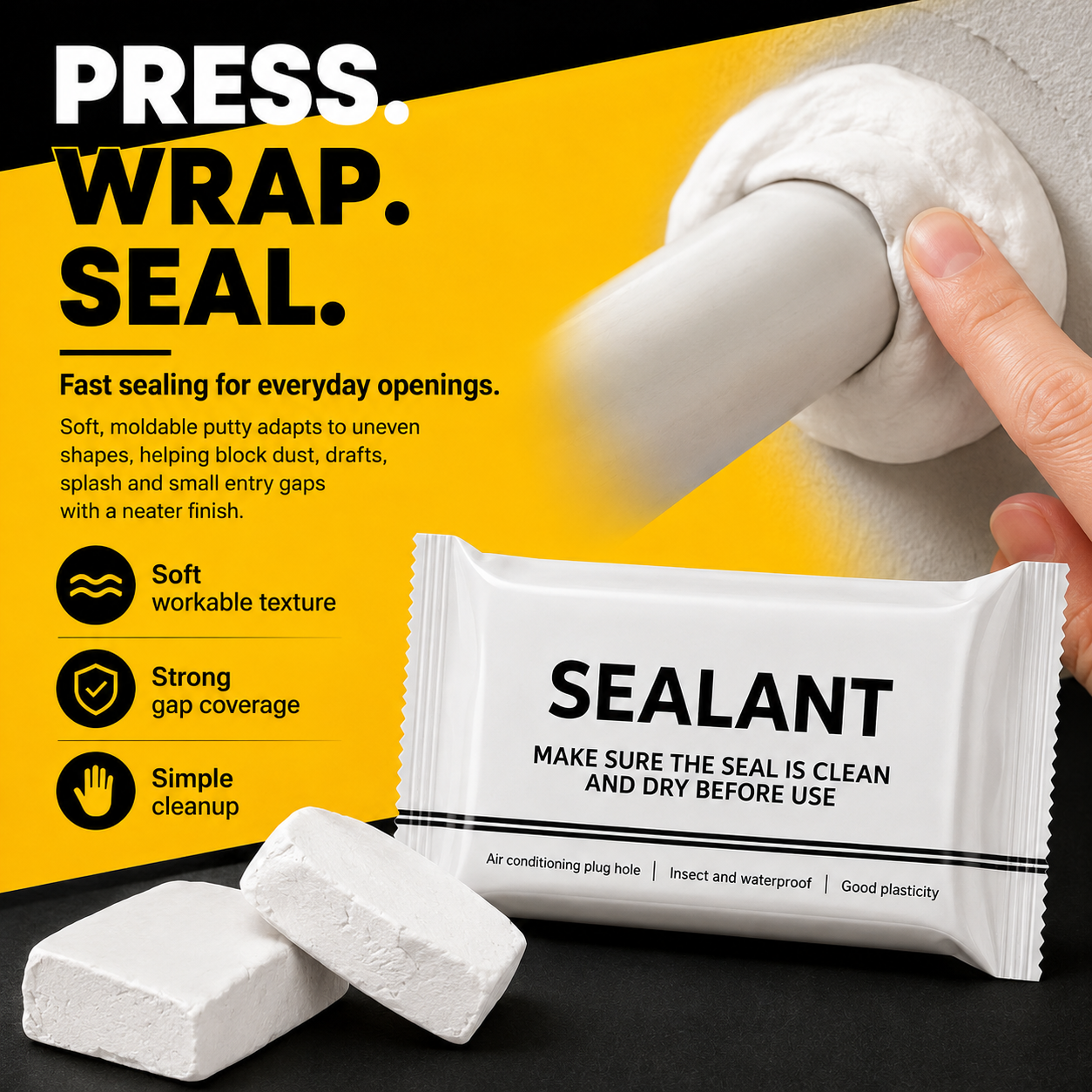 Sealing putty for small home gaps cracks and holes
