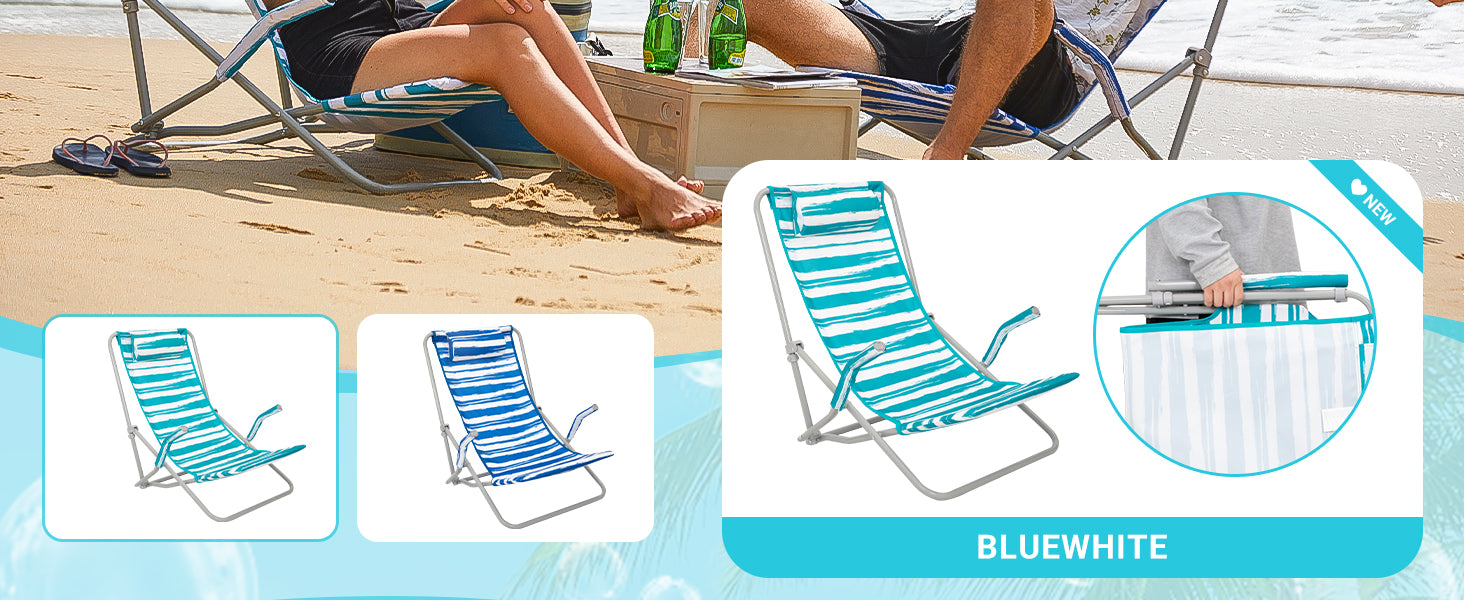 WEJOY High Back Beach Chair With Padded Headrest