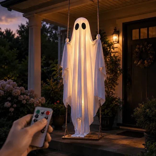 Hanging swing ghost with remote control and 8 LED lighting modes