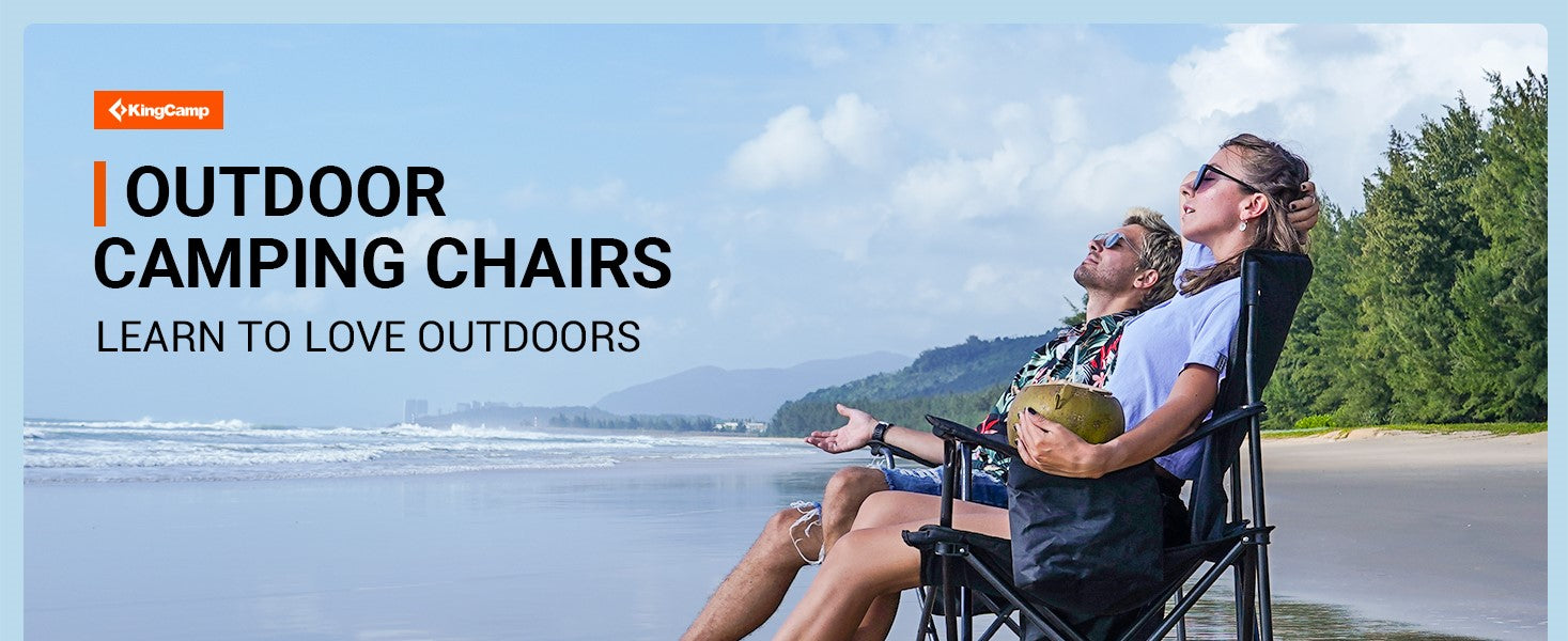 KingCamp Padded Outdoor Folding Quilted Armchair with Built In Cupholder