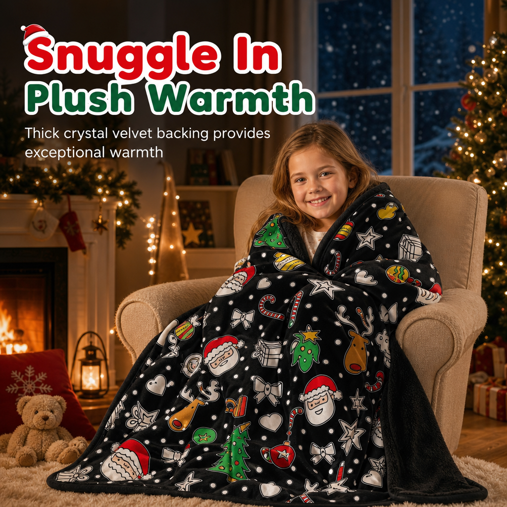 Soft plush texture of the Christmas coloring blanket