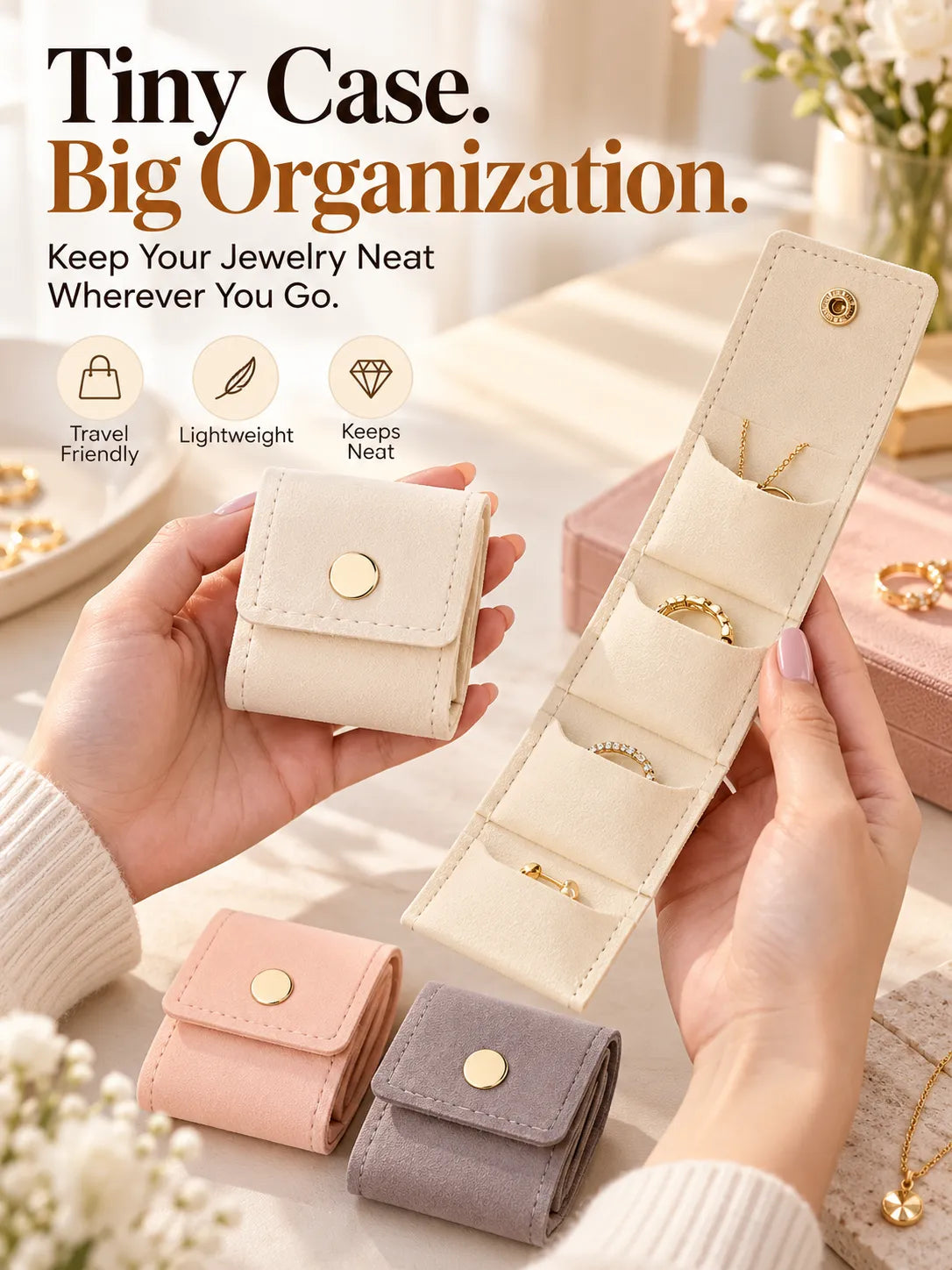 Travel jewelry organizer storage sections