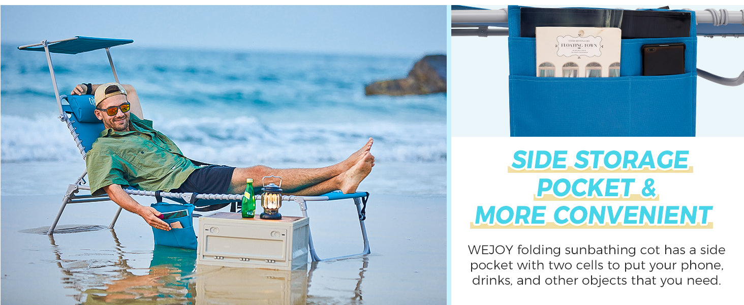 WEJOY Classic Portable Lounge Chair with Canopy Sun Shade