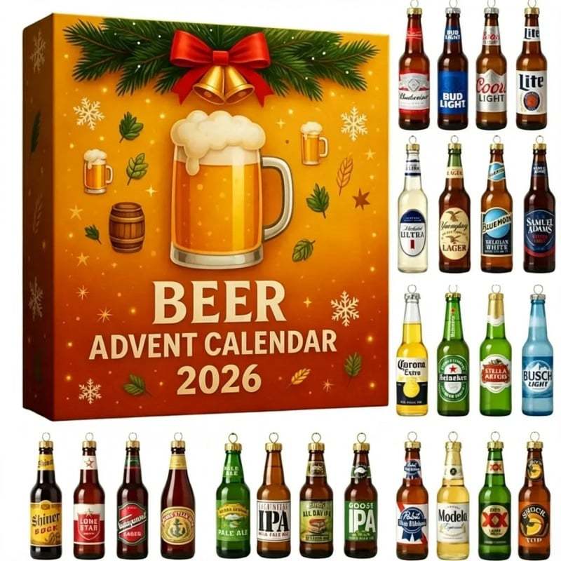 2026 Champagne Advent Calendar – 24-Day Christmas Countdown Gift - 2D Flat Acrylic