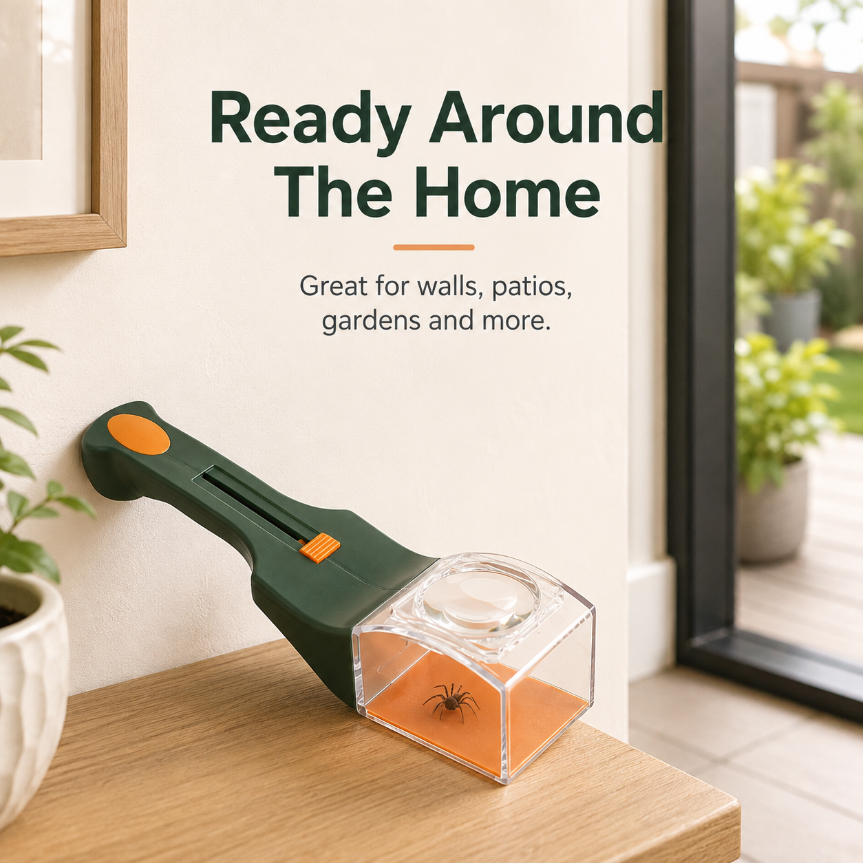 Handheld bug catcher tool features and dimensions overview