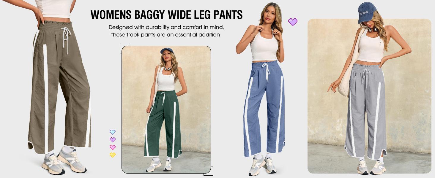 UANEO Loose Barrel Pants for Women Quick Dry Lightweight Hiking Travel Workout Running Comfy Lounge Pants with Pockets SummerVibes