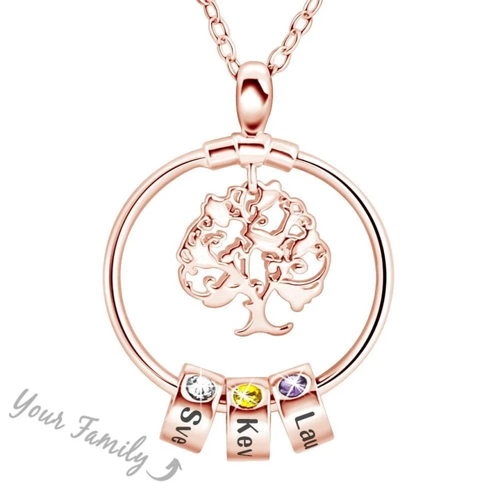 Best Gift Personalized Family Tree with Name Charms Necklace
