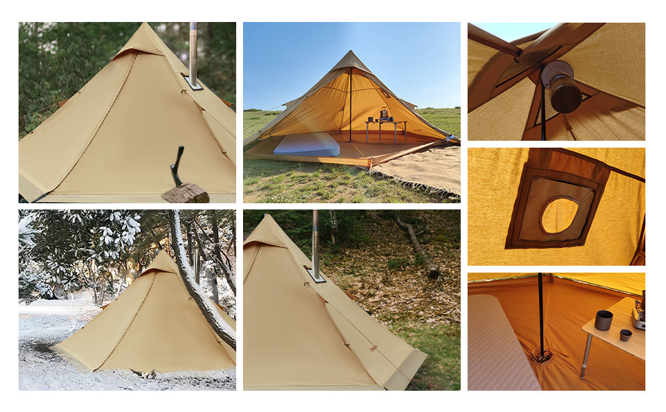 KingCamp TURINO Canvas Teepee Hot Tent with Stove Jack