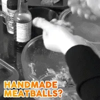 Meatball maker pressing and shaping minced meat