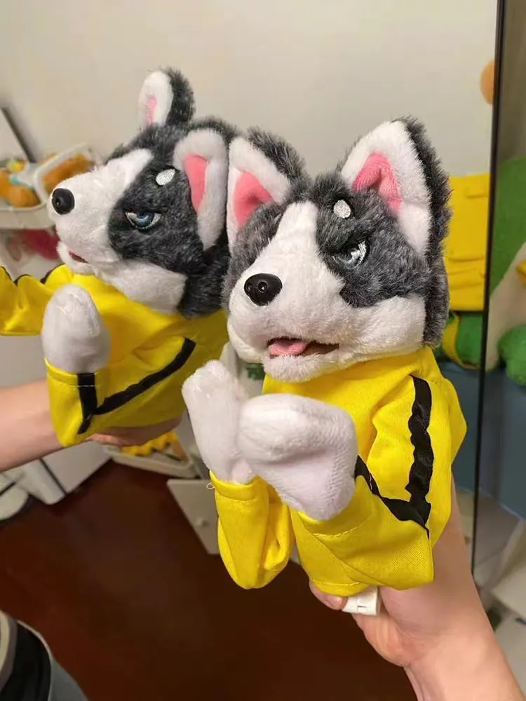 Emily's buyer photo showing husky puppet in hand