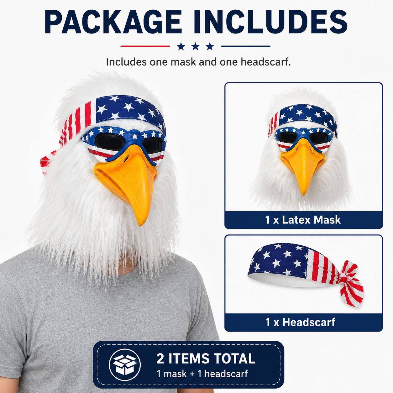 Realistic Bird Head Mask Full view