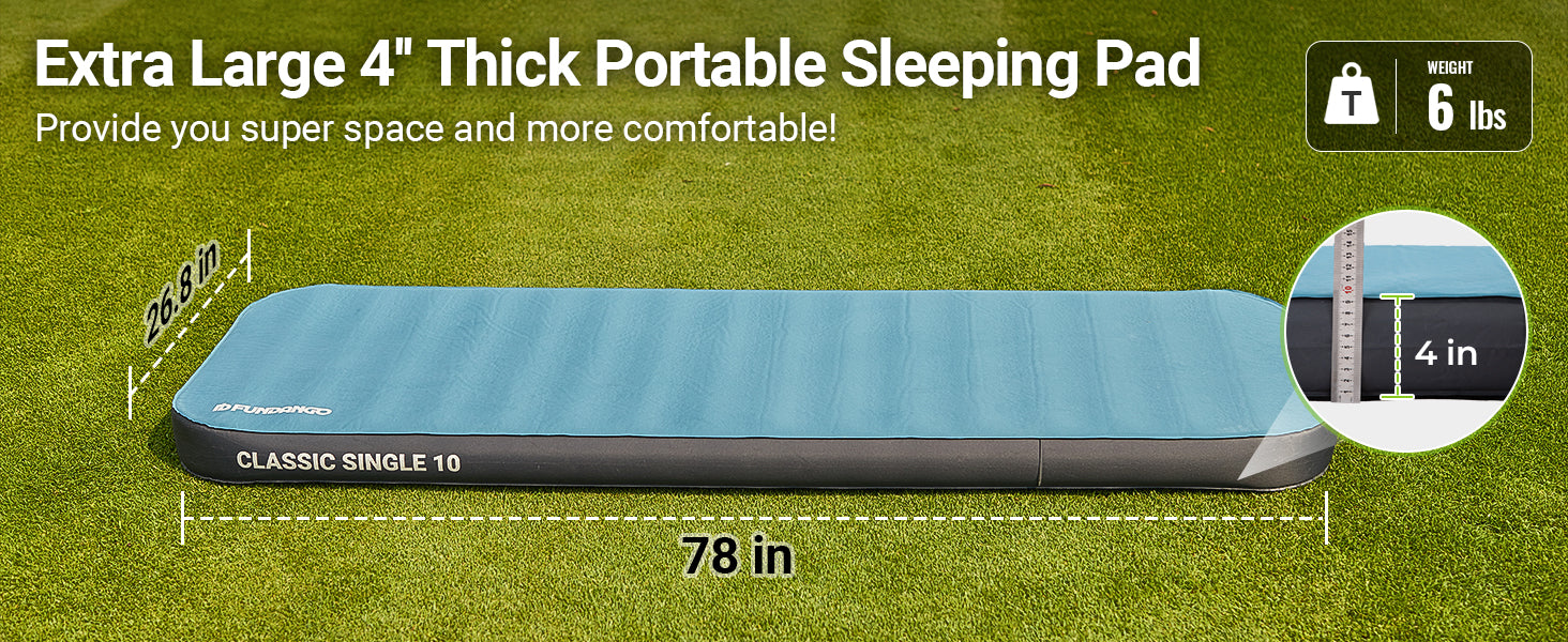FUNDANGO Self Inflating Sleeping Pad Memory Foam Camping Mattress