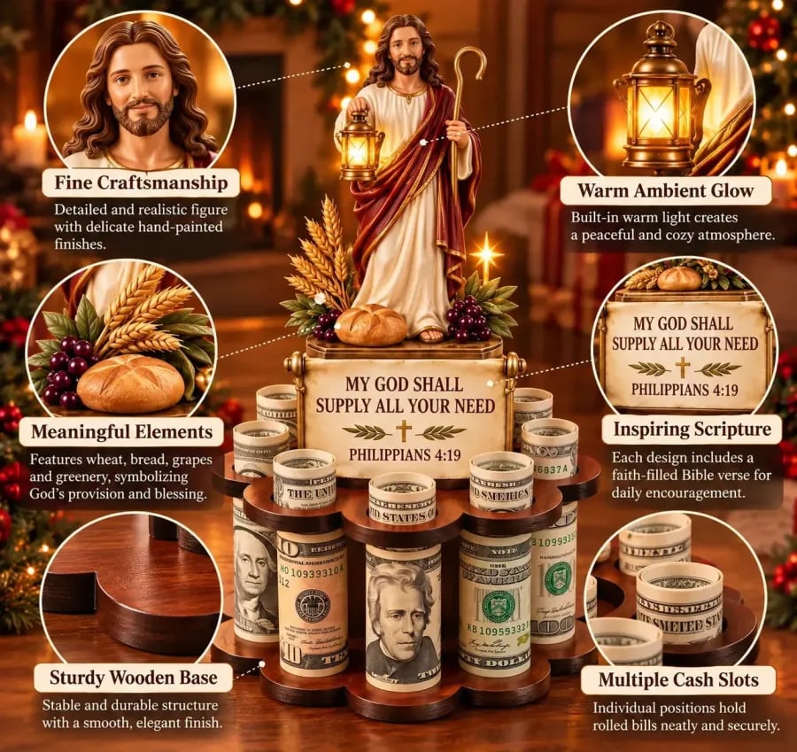 Christian Bible verse savings stand detail