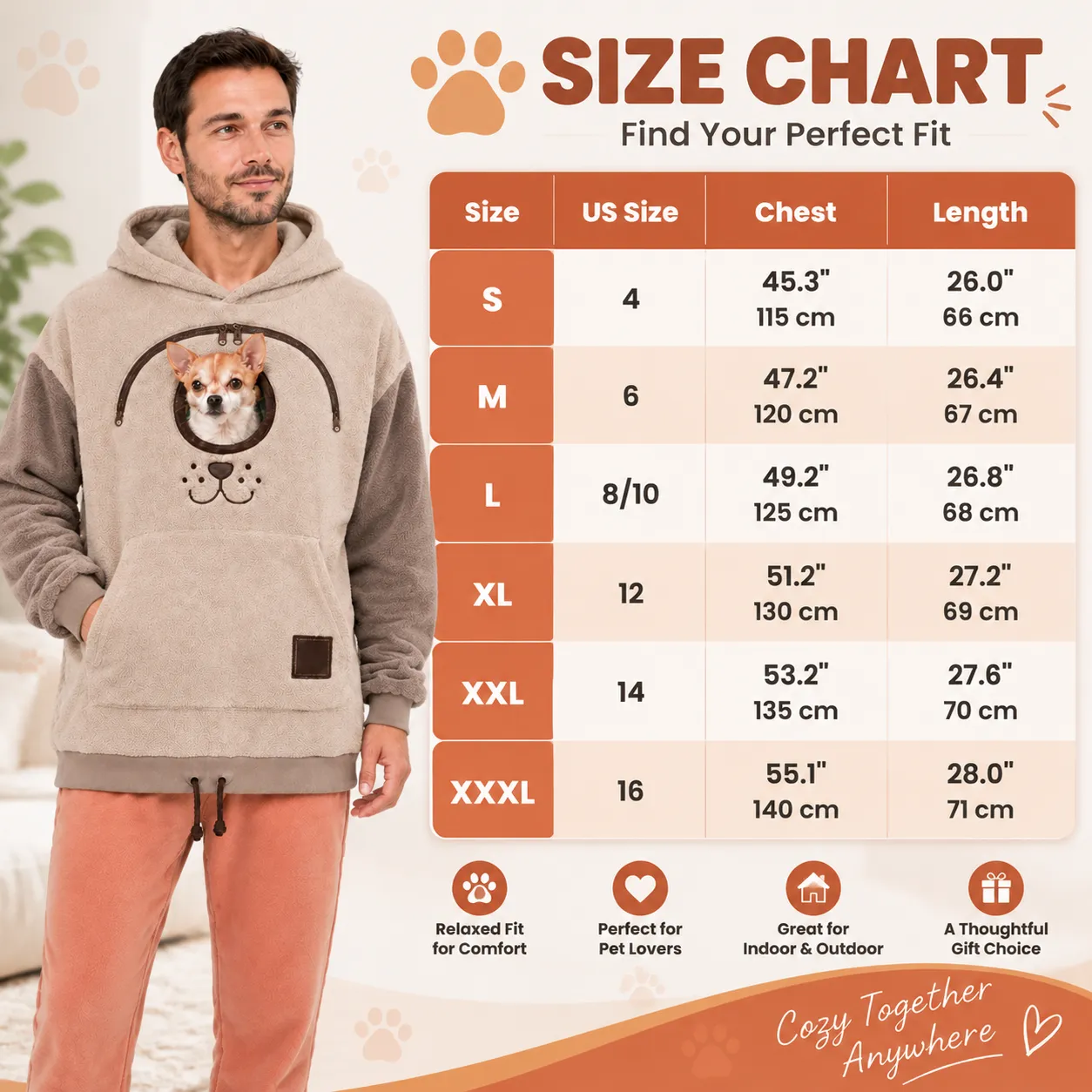 Pet carrier hoodie fit and sizing reference