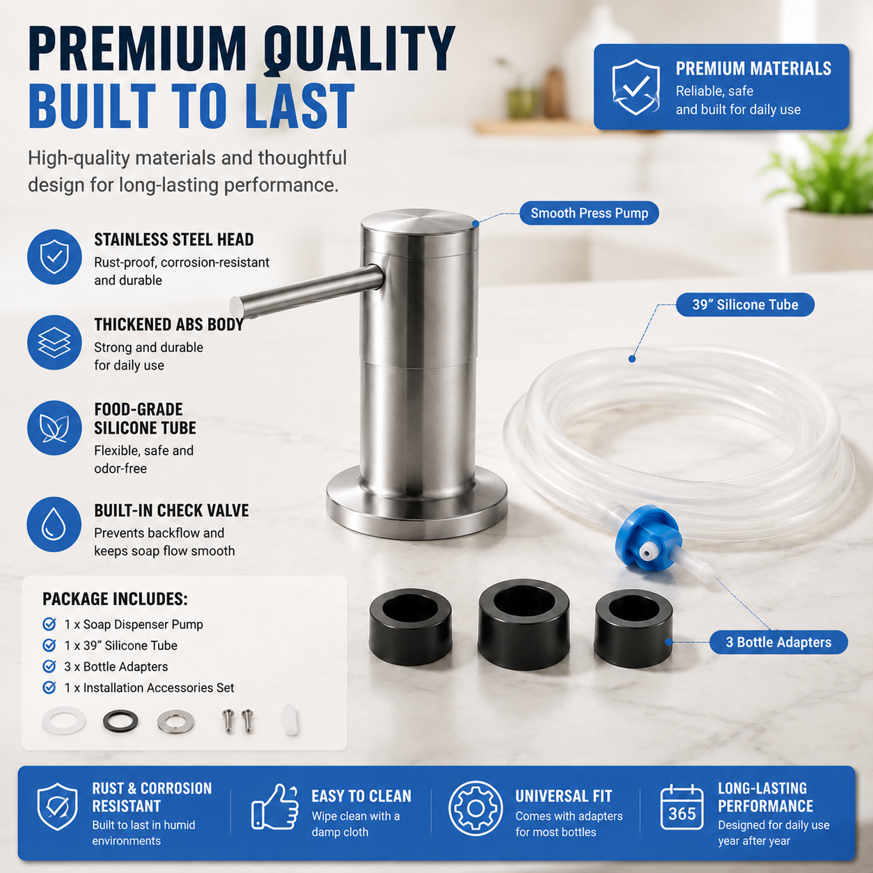 Dispenser compatibility with dish soap, hand soap, and lotions