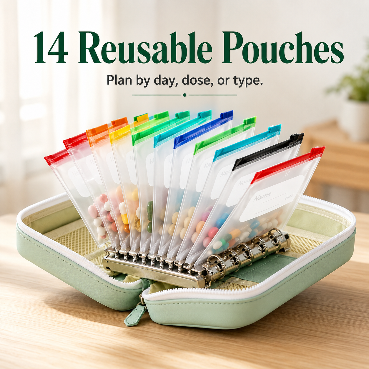 14-Day pill pouch organizer case overview