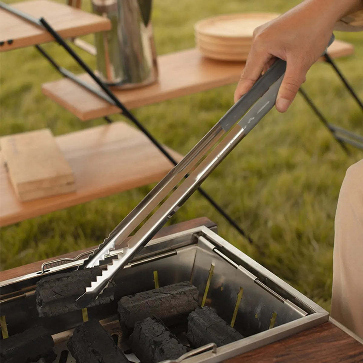 Outdoor Fork Charcoal Clip BBQ Grilling TooL